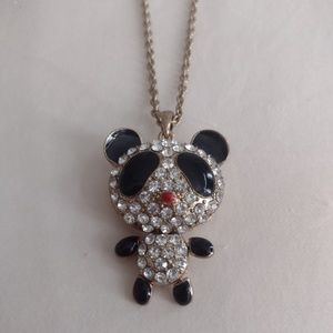 Rhinestone Panda Necklace